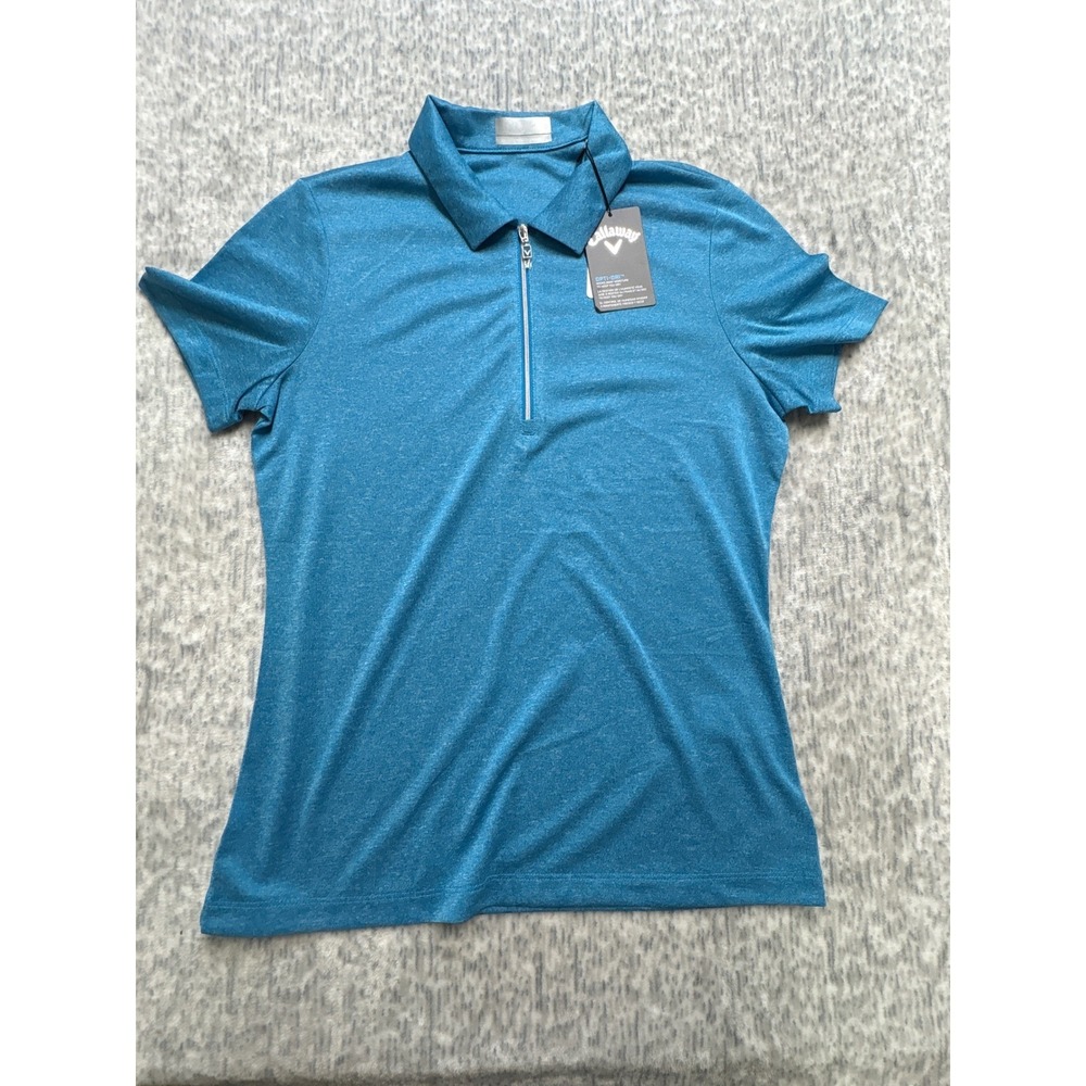 Callaway Womens Opti-Dri Quarter Zip Golf Polo Shirt Vivid Blue HTR XS